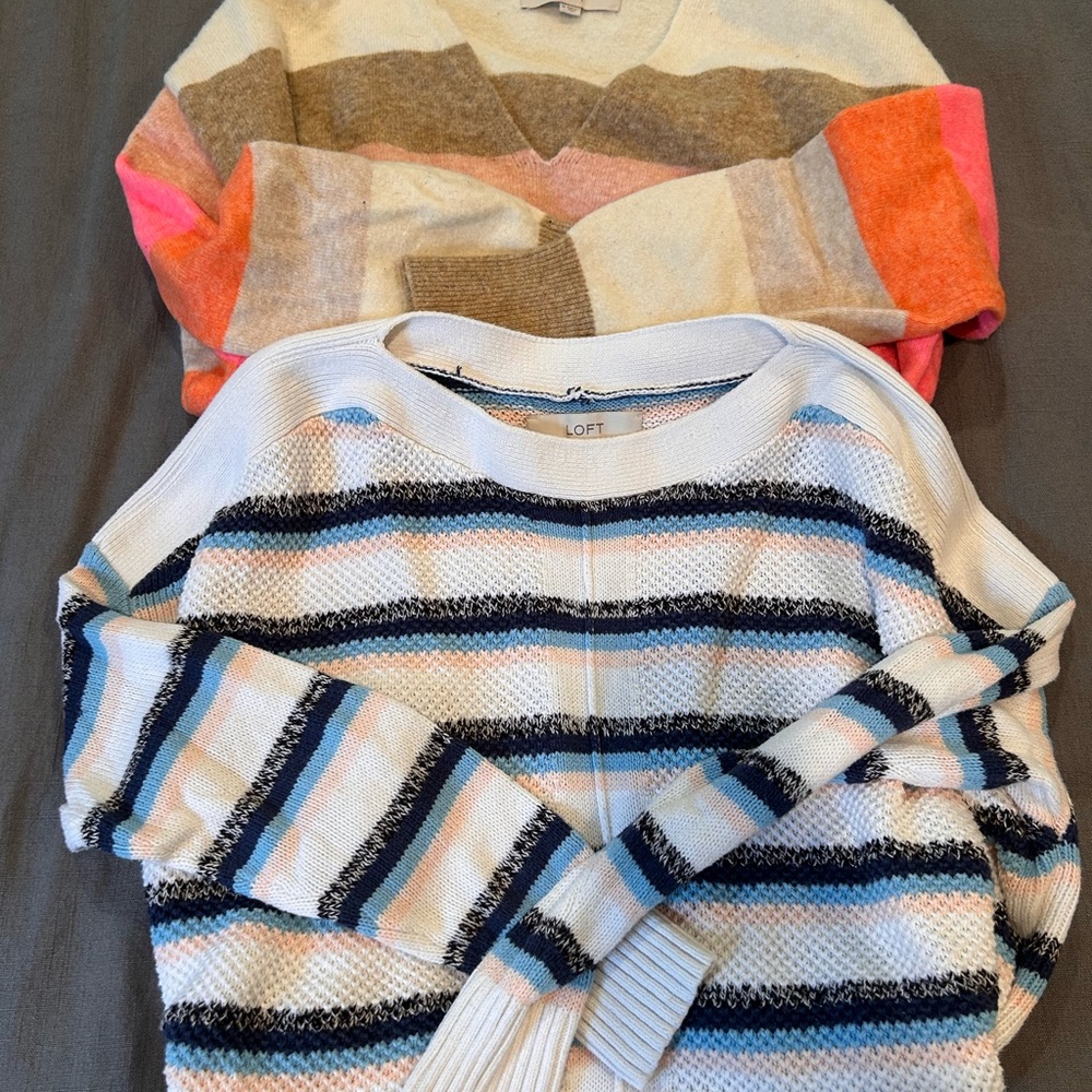 LOFT Women's Striped and Colorblock Sweater Set